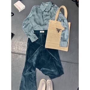 We The Free Jayden Pants Size 26 Green High Rise Flare Corduroy Hippie 70s Retro